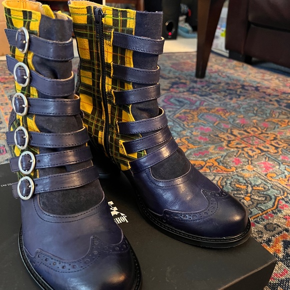John Fluevog Shoes - John Fluevog Woodland Purple/plaid buckle boot